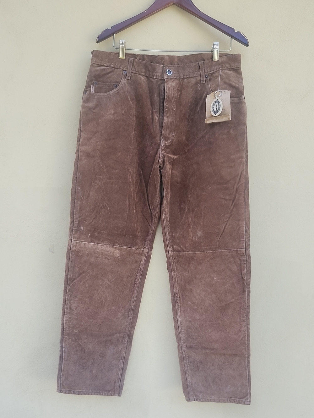 Vtg Tobbaco Men's Suede Brown 100% Leather, Cuir And Cotton Pants Herdsmen